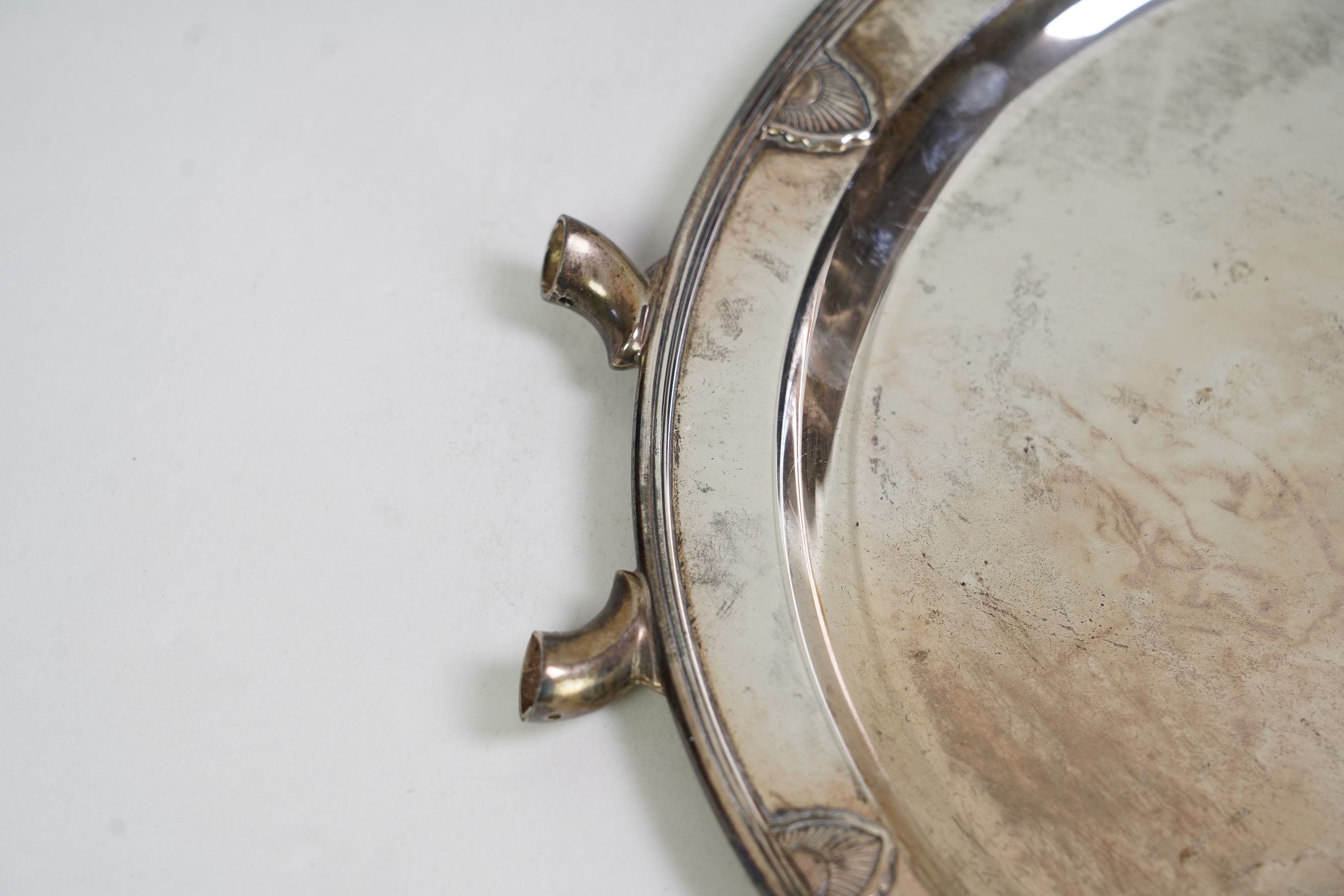 A George V Art Deco silver circular tea tray, by Fenton, Russell & Co Ltd